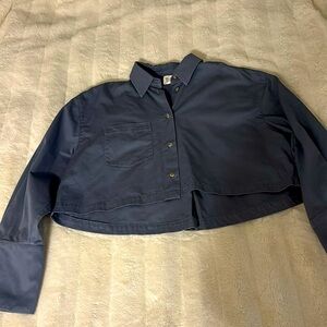 HELSA Button Down crop top  Shirt